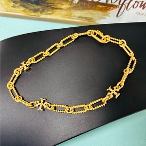 Tory Burch Roxanne Gold Necklace with intricate links. 16” long. Retail $272